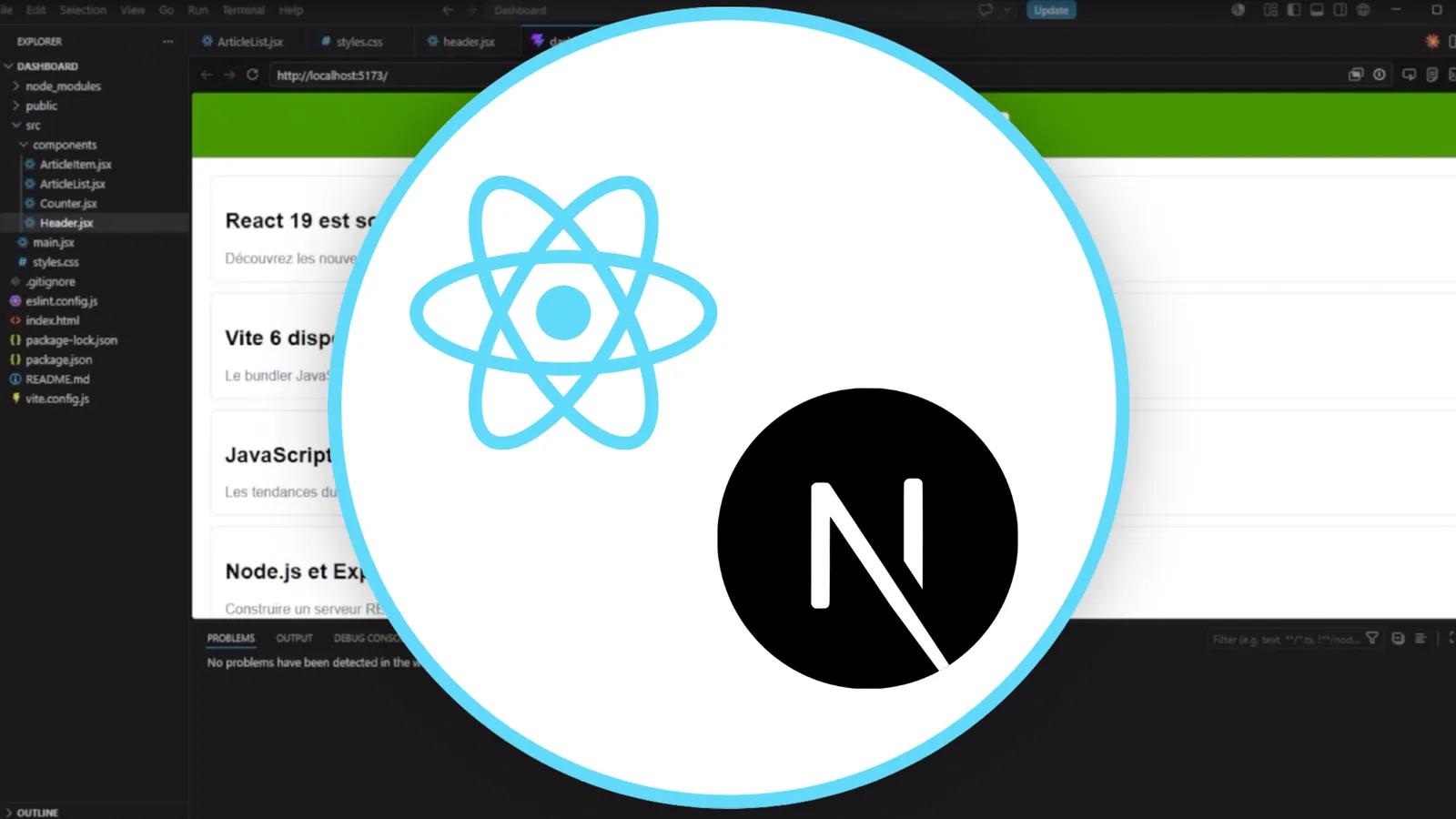 Apprendre React avec Next.js : composants, hooks et App Router pour créer des applications web – illustration React & Next.js